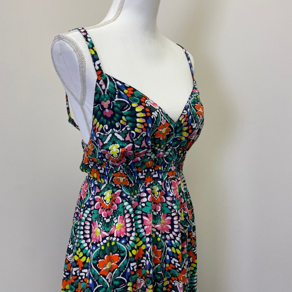 Old Navy Womens Small Floral Paisley Maxi Dress V-Neck Smocked Waist Cutout Back - Picture 2 of 15